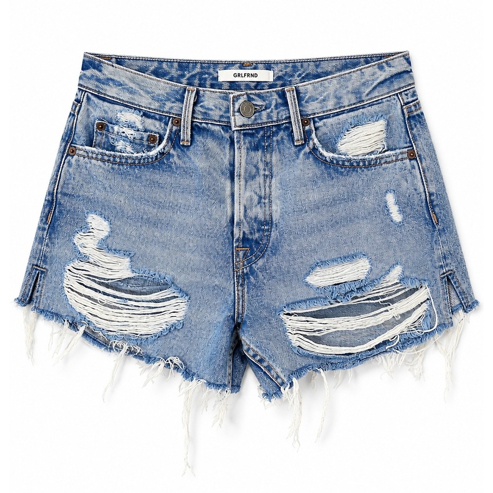 GRLFRND Helena Shorts Size 25 Distressed High Rise Denim Cutoff Jean Shorts